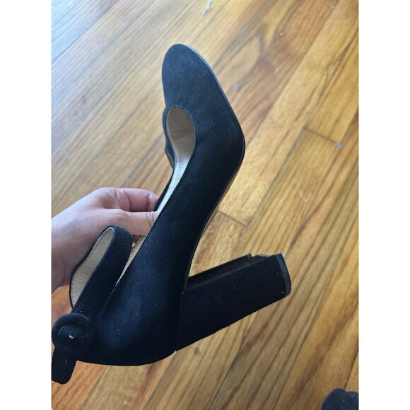 Marc Fisher Black Suede Leather Heels – 3.5" Ankle Strap - Picture 7 of 10